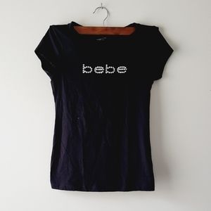 bebe black short sleeve round neck top Size XS Y2K